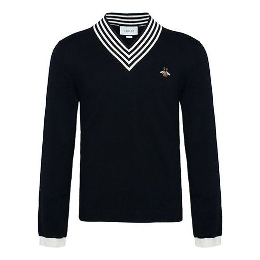Sveter Gucci Gucci V-Neck Embroidered Sweater Čierna | 496442-X9I00-1831, 0