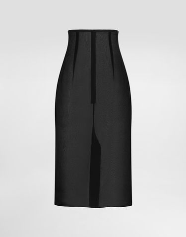 Sukňa Dolce & Gabbana Dolce & Gabbana Chiffon Voile Calf-Length Skirt Čierna | F4BBYTFUAA1N0000, 0