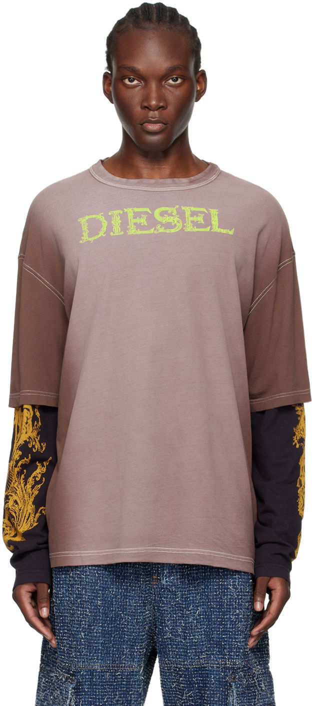 Tričko Diesel Long Sleeve T-Shirt T-Wesher-Q1 Fialová | A14855-0AJDC-7ES, 0