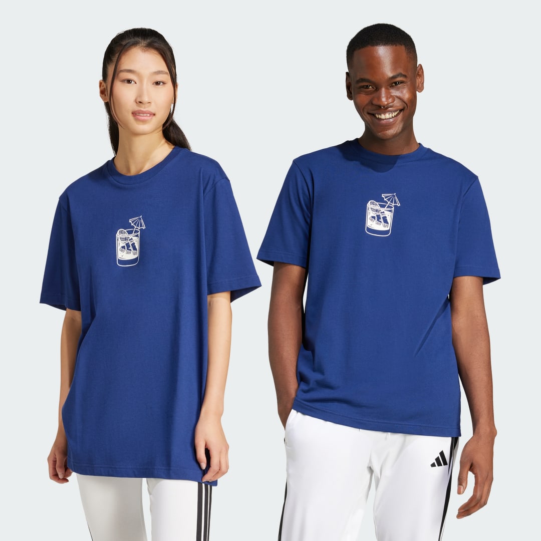 Tričko adidas Performance Lounge Drink Graphic Tee Modrá | JJ4014, 0