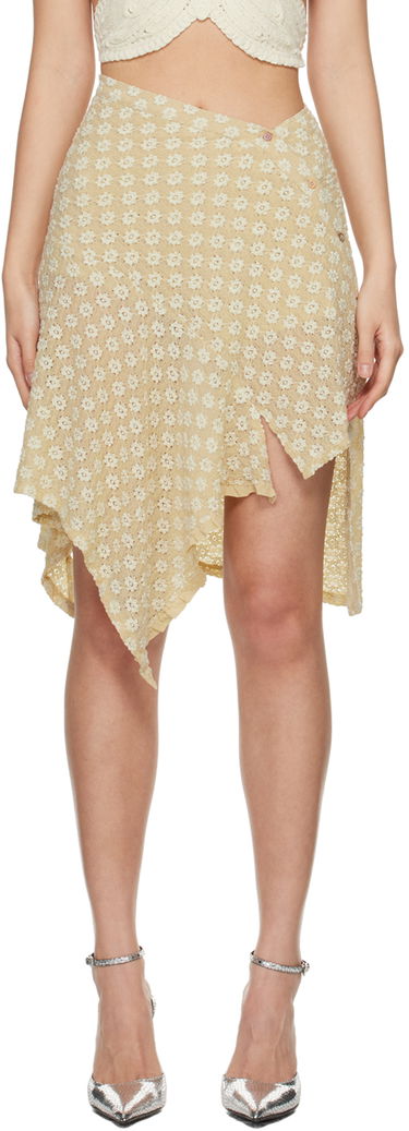 Sukňa BY FAR Asymmetrical Floral Midi Skirt Béžová | 24CRRPSSKBESTRL, 0