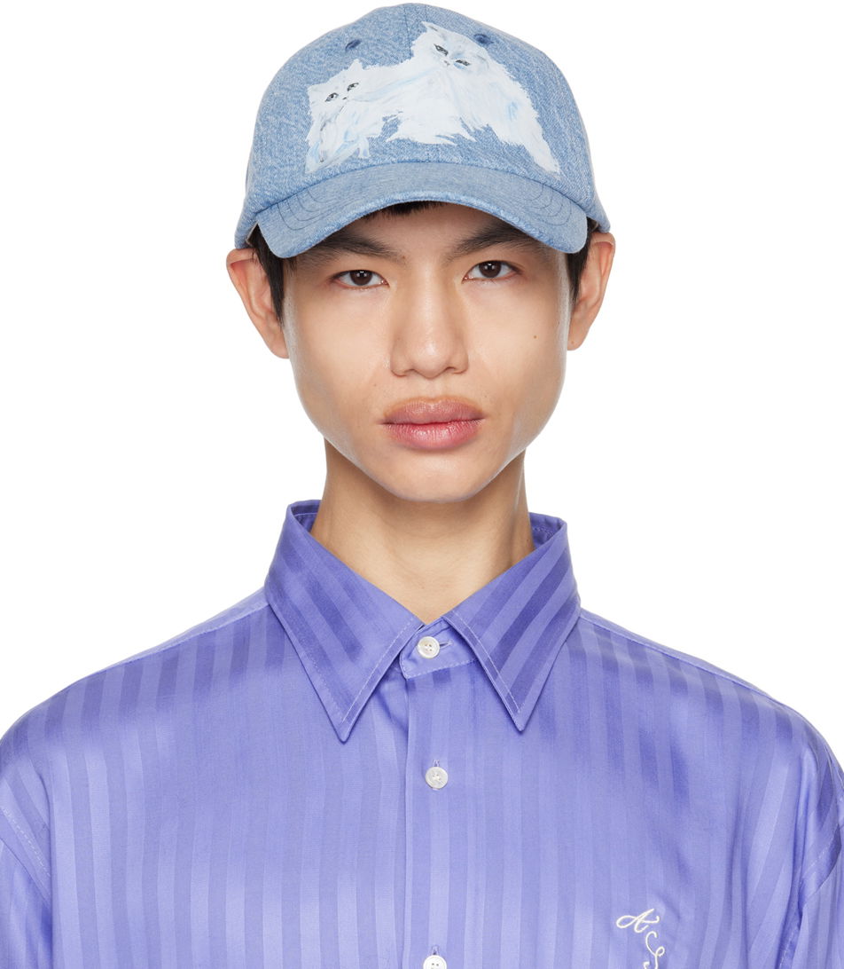 Šiltovka Acne Studios Printed Denim Cap Modrá | C40280-, 0