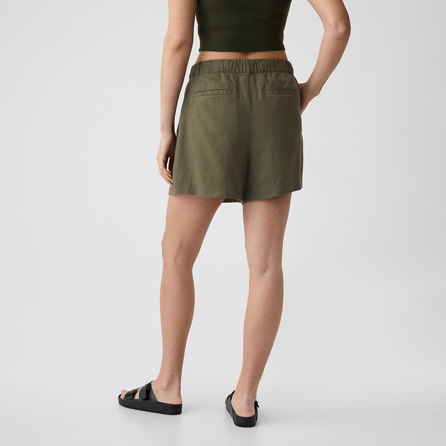 Šortky GAP 4 Inch Linen Short Olive Night Zelené | 416638-01, 1