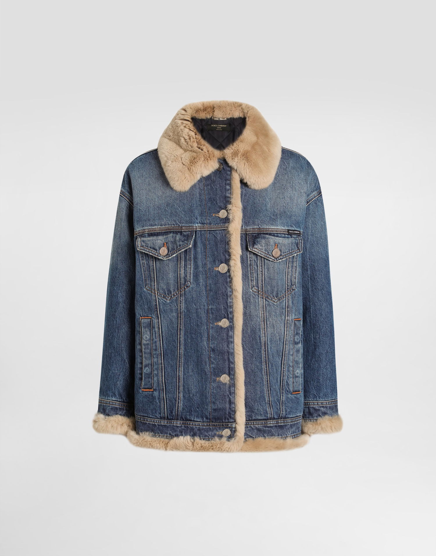 Bunda Dolce & Gabbana Dolce & Gabbana Fur Lined Denim Jacket Modrá | F9S89DG8NV4S9001, 0