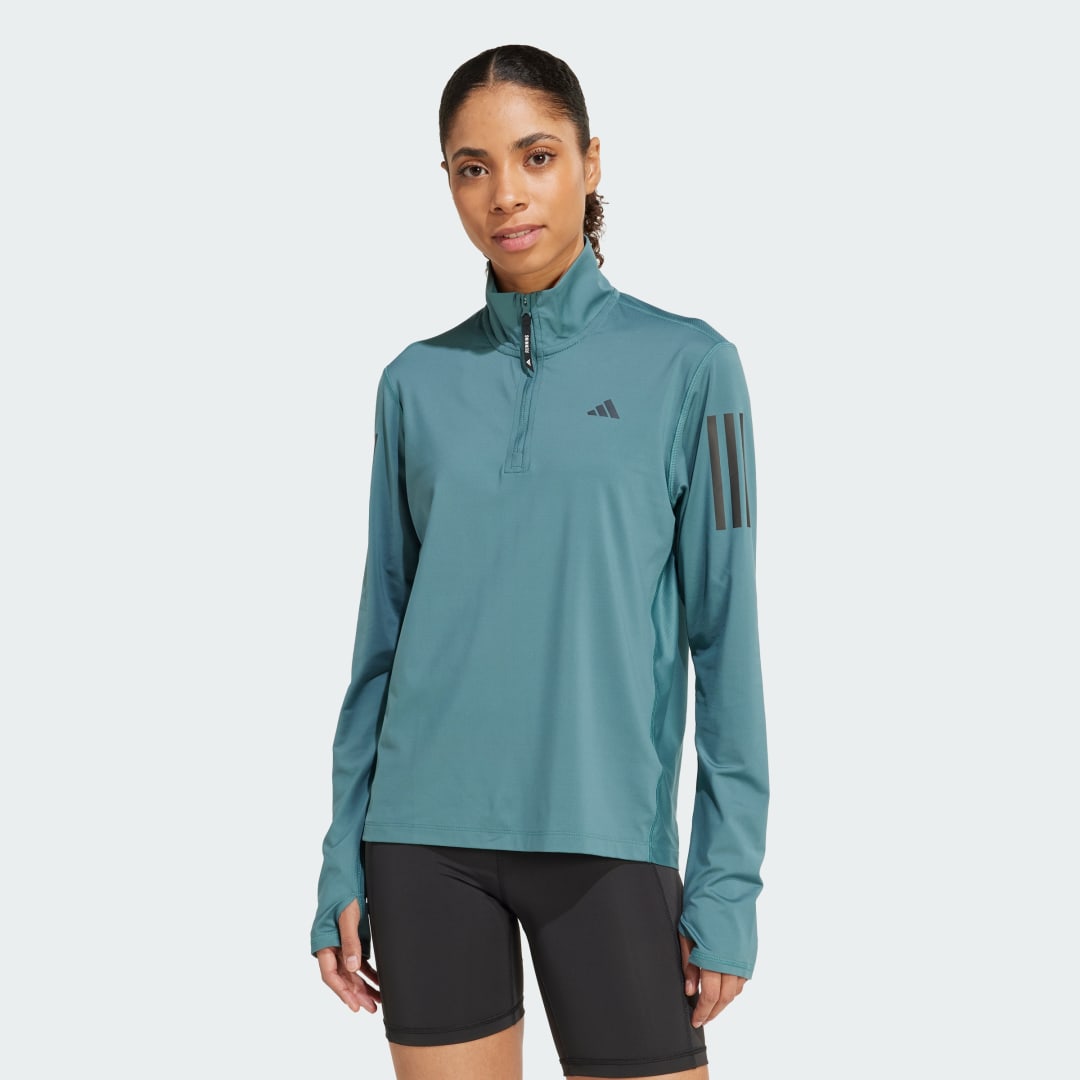 Mikina adidas Performance Own the Run Half-Zip Running Top Tyrkysová | JX2255, 0