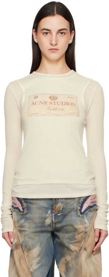 Tričko Acne Studios Acne Studios Double-layered Long Sleeve T-Shirt Béžová | AL0435-, 0