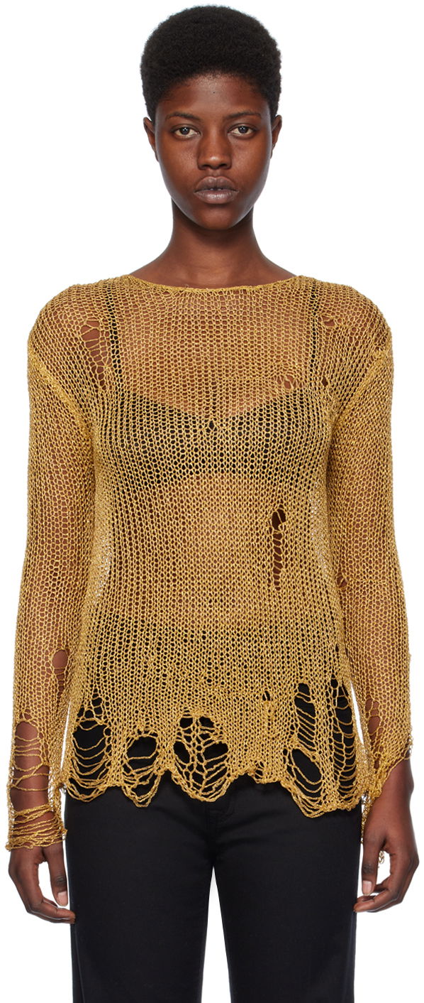 Sveter R13 R13 Distressed Knitted Sweater Žltá | R13WY165-Y121B, 0