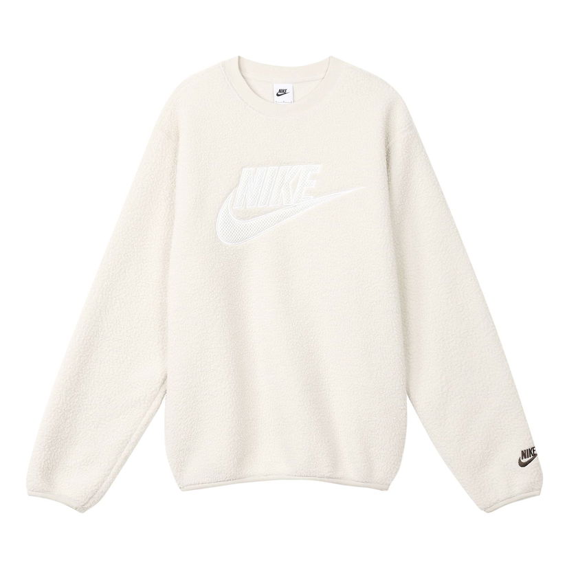 Sveter Nike Logo Embroidered Loose Fit Fleece Sweatshirt Biela | DD5018-072