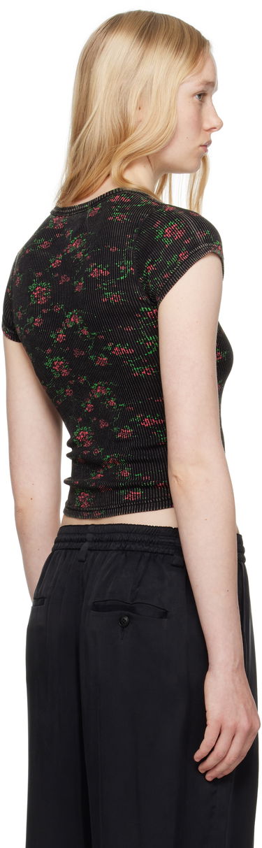 Tričko Alexander Wang Alexander Wang Floral-Print Scoop Neck T-Shirt Čierna | WL002P, 2
