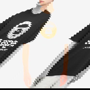 Tričko AAPE by A Bathing Ape AAPE Monogram Moonface T-Shirt, Size Large Čierna | AAPTEM1446XXMBKX, 2