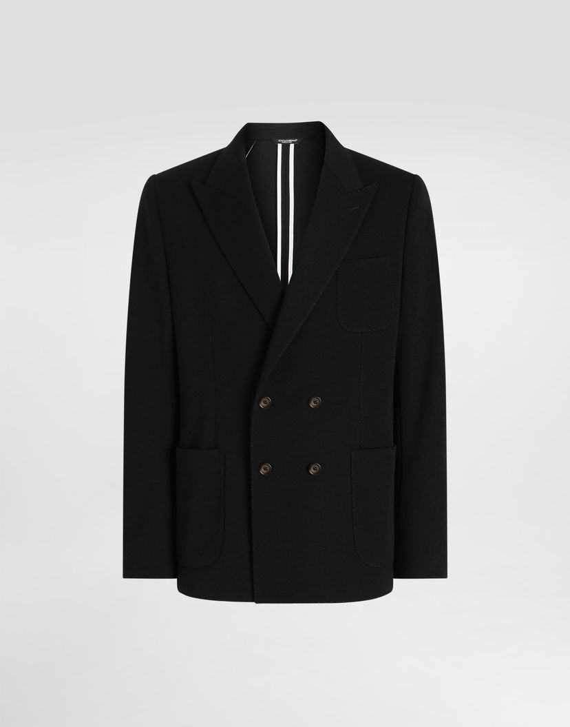 Bunda Dolce & Gabbana Dolce & Gabbana Portofino Double-Breasted Jersey Jacket Čierna | G2TK3THU7VCB0665