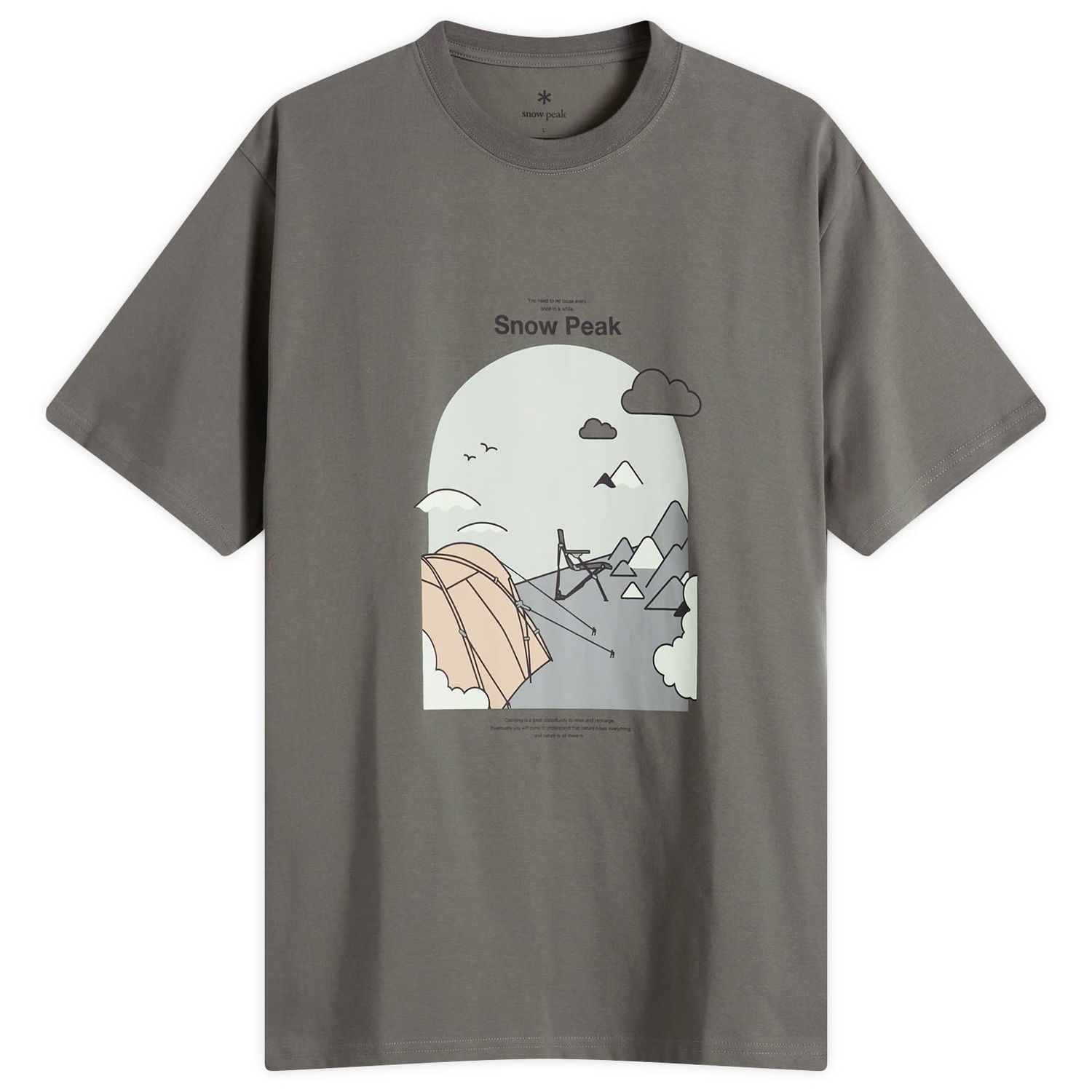 Tričko Snow Peak Camping Graphic T-Shirt, Size Small Šedá | TS-25AU008-GRY, 0