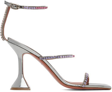 Doplnky Amina Muaddi Amina Muaddi Gilda Crystal-Embellished Heeled Sandals Metalická | GILDA SANDAL CL MIRROR, 0