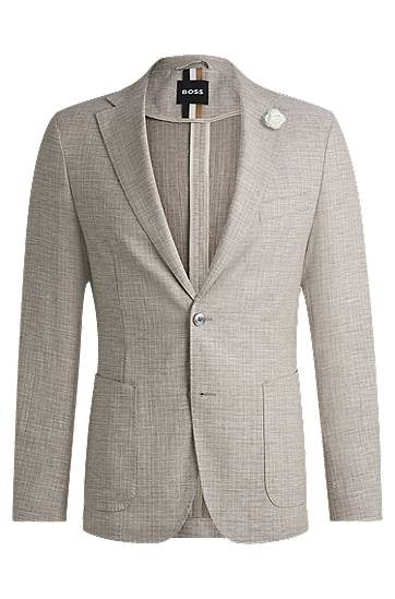 Bunda BOSS BOSS Slim Fit Micro-Patterned Blazer Béžová | 50540724, 0