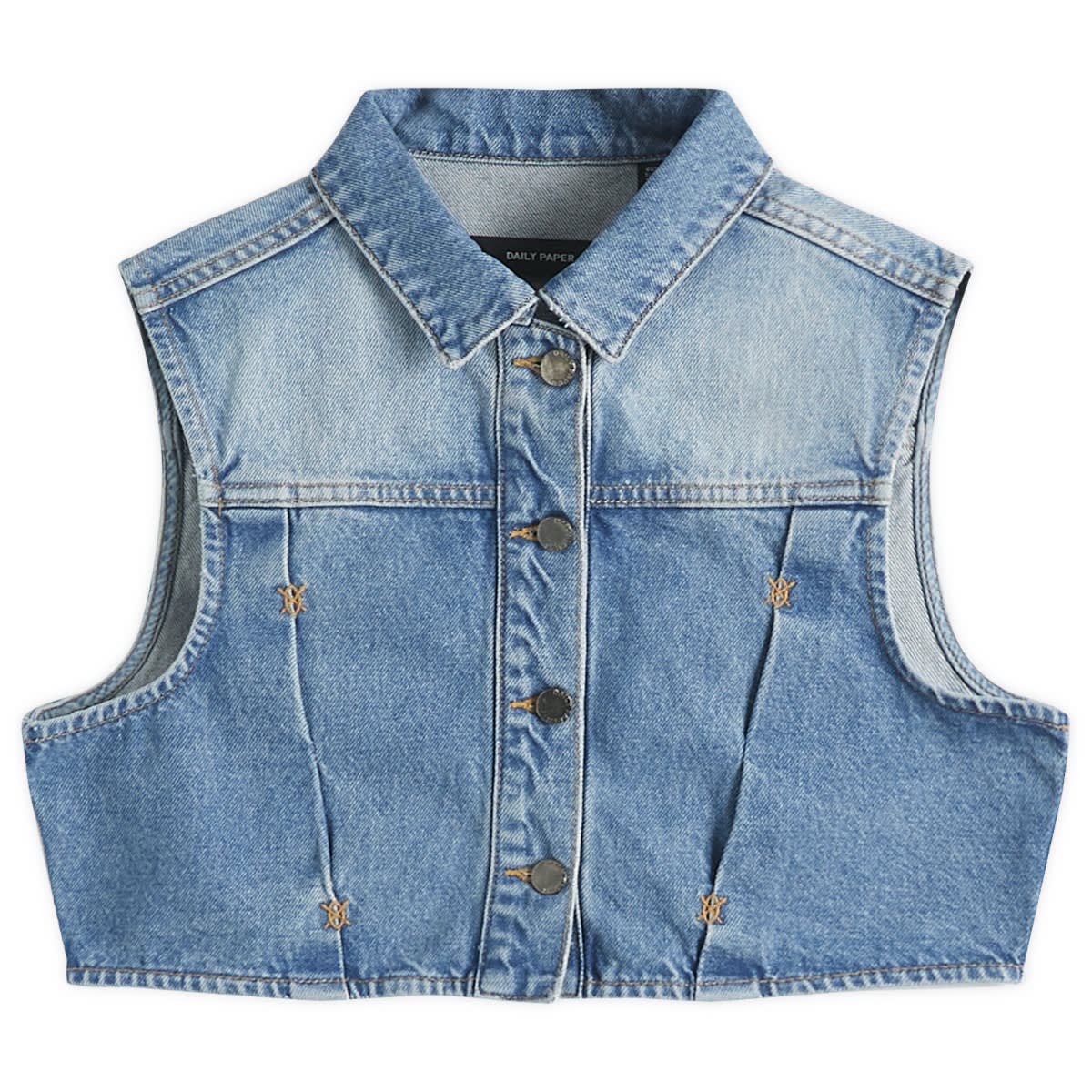 Vesta DAILY PAPER Daily Paper Asola Sleeveless Cropped Denim Vest, Size Large Modrá | 2511148, 0