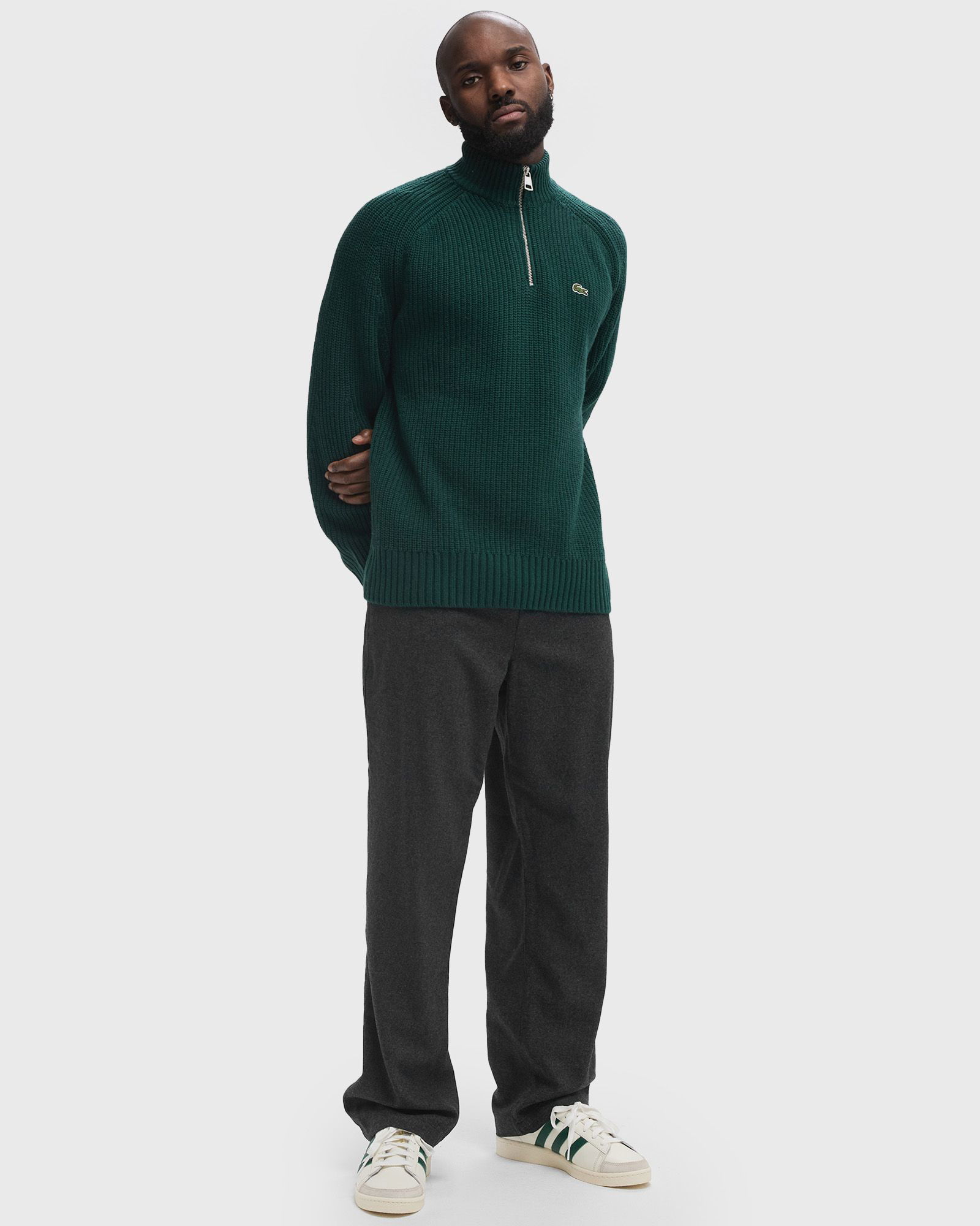 Green Half-Zip Knitted Sweater