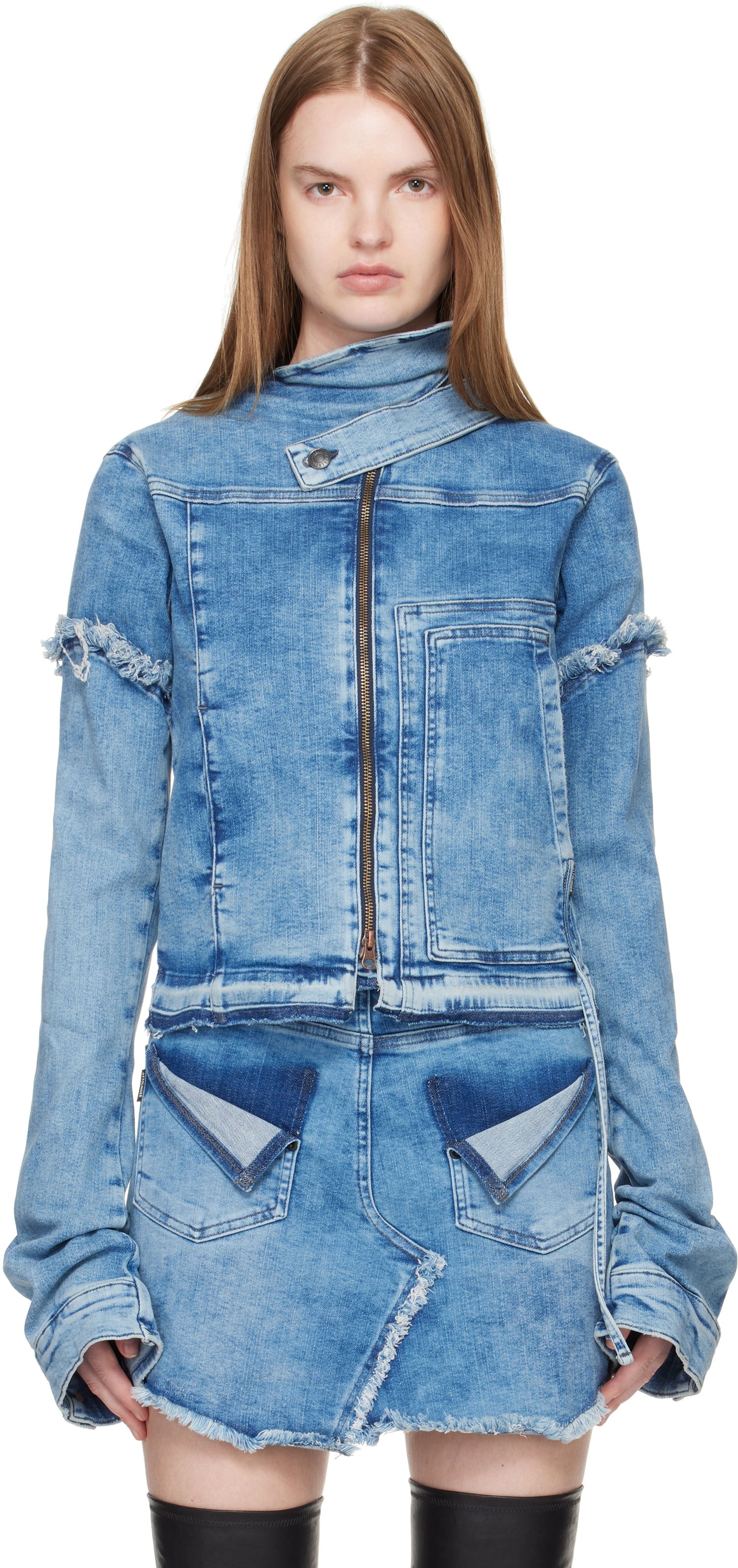 Bunda Ottolinger Ottolinger Drape Collar Denim Jacket Modrá | 117-701017-01, 0