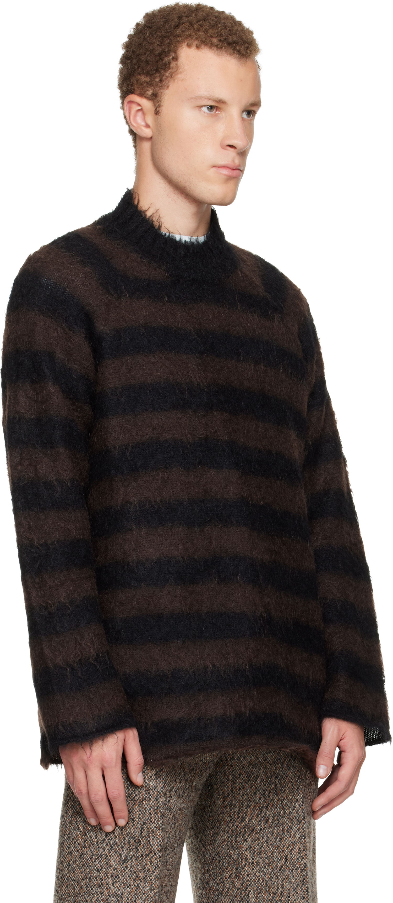 Sveter UNDERCOVER Fuzzy Striped Mock Neck Sweater Rôznofarebný | UC2E4904-1, 1