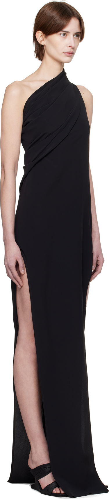 Šaty Rick Owens Rick Owens Hollywood Athena Arrowhead One-Shoulder Maxi Dress Čierna | RP01E7509 CC, 1