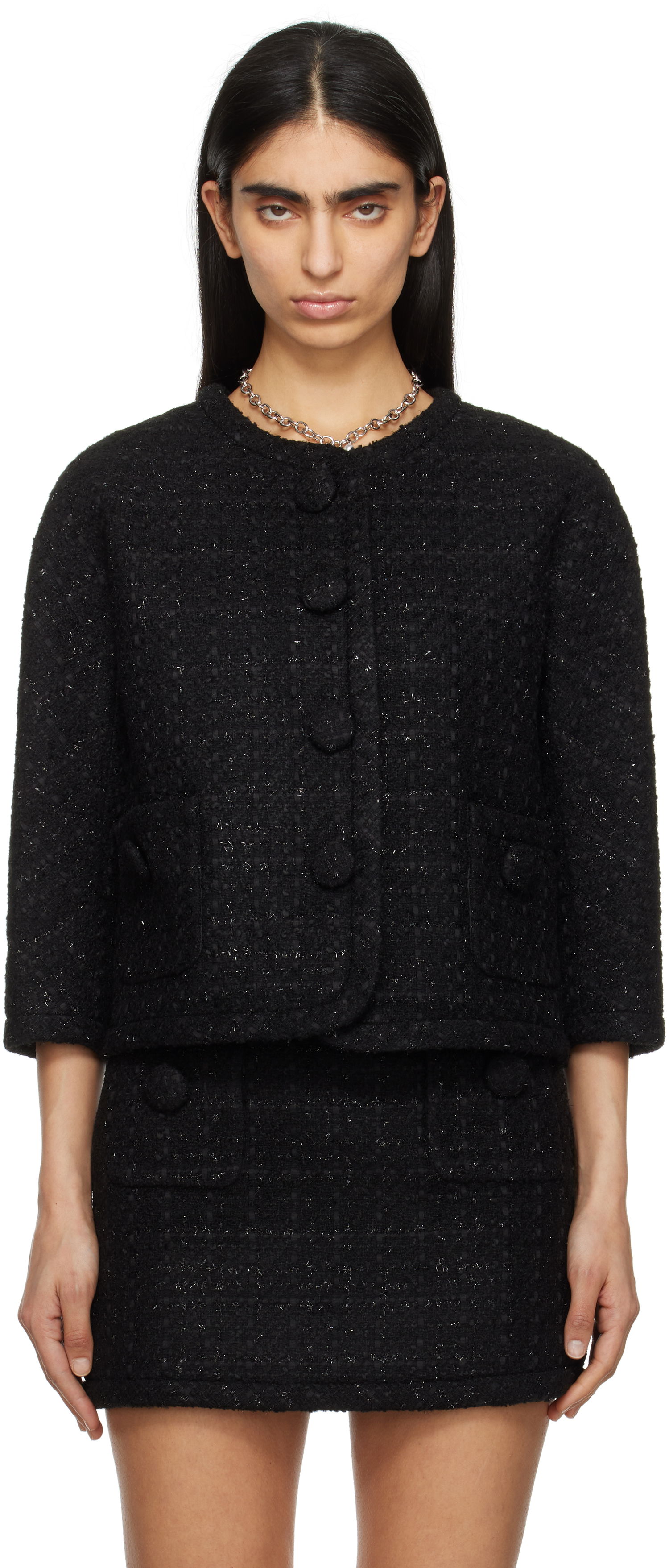 Sukňa Marc Jacobs Marc Jacobs Tweed Cropped Jacket Čierna | 2S5RJC049W14, 0