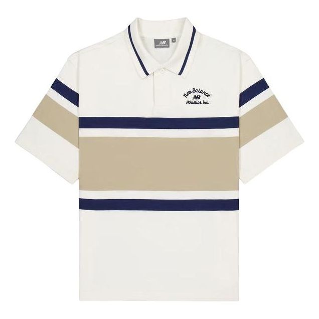 Polo tričko New Balance Athletics Striped Polo Shirt Biela | NFE22241-IV