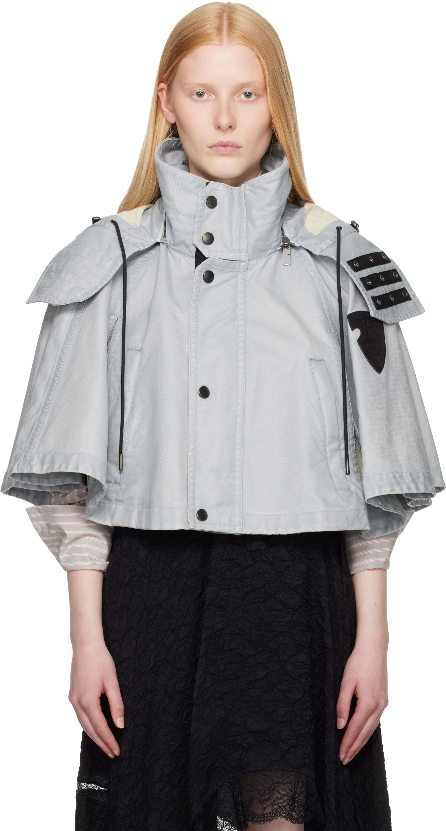 Bunda Burberry Burberry Hooded Capelet Jacket Šedá | 8109388, 0