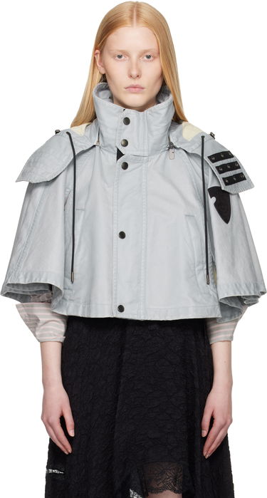 Bunda Burberry Burberry Hooded Capelet Jacket Šedá | 8109388, 0