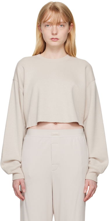 Sveter SKIMS SKIMS Fleece Cropped Sweatshirt Béžová | TP-PLO-5559W, 0