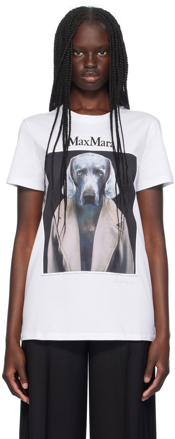 Tričko Max Mara Max Mara Dog-Print T-Shirt Biela | 2421946071600, 0