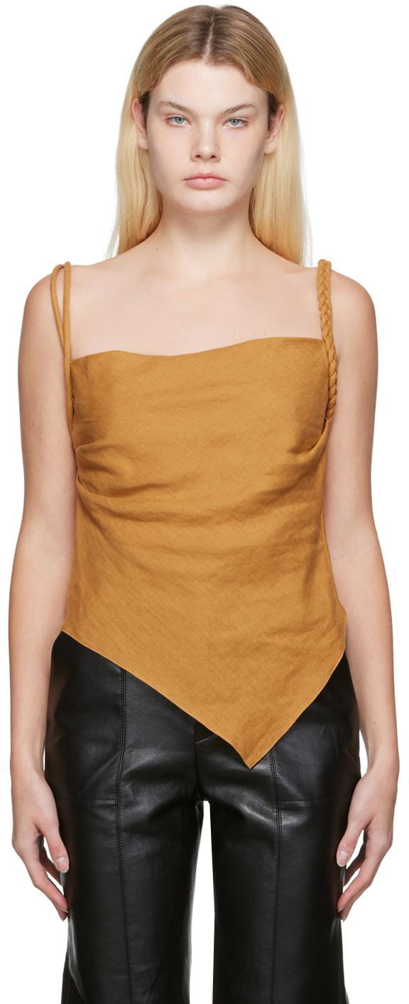 Asymmetric Linen-Blend Tank Top