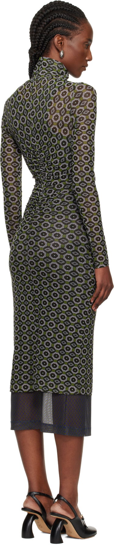 Šaty Dries Van Noten Dries Van Noten Geometric Pattern Transparent Mesh Turtleneck Midi Dress Rôznofarebný | 252-011124-2623, 2