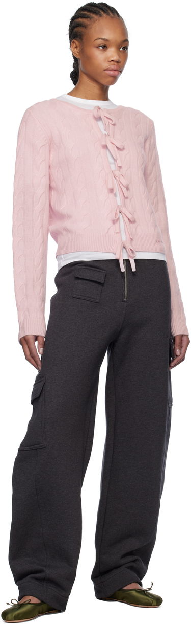 Sveter GANNI Ganni Cashmere Blend Tie Front Cardigan Ružová | K2415, 3