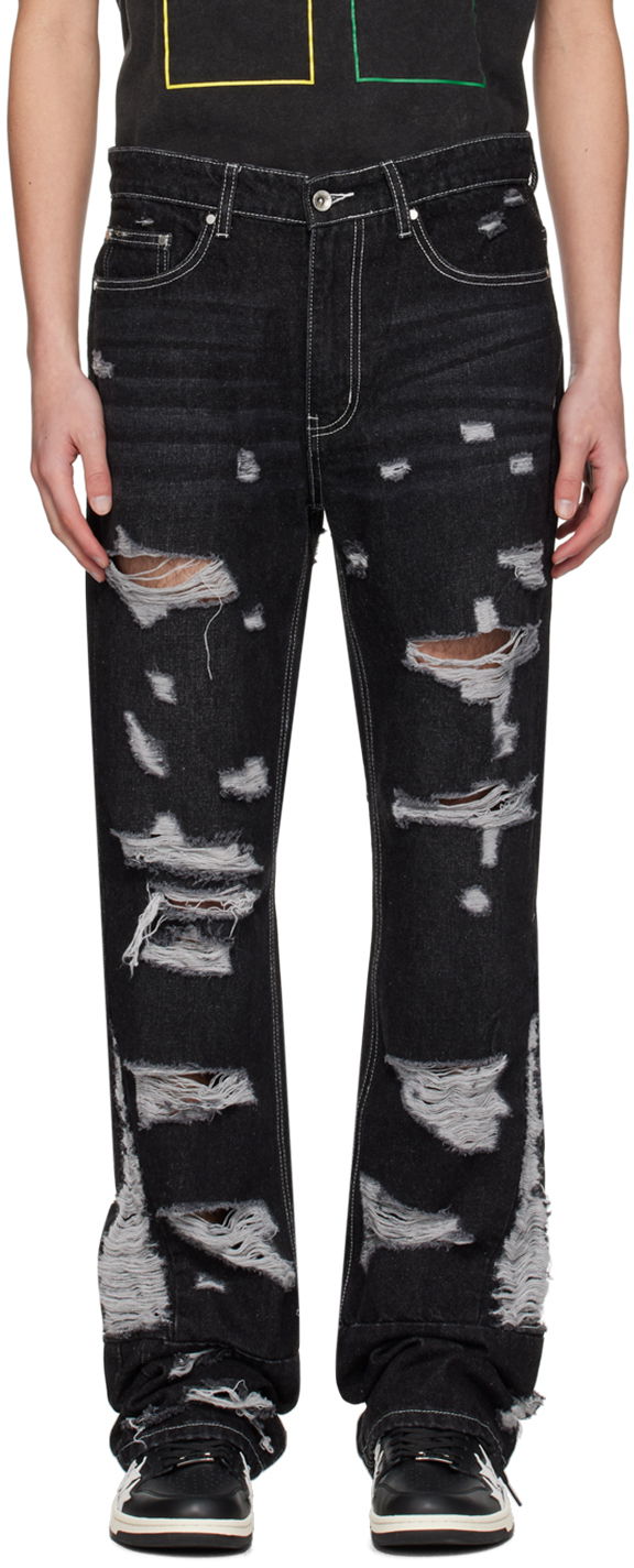 Džínsy Who Decides War Distressed Gnarly Jeans Čierna | 1120780002SS24