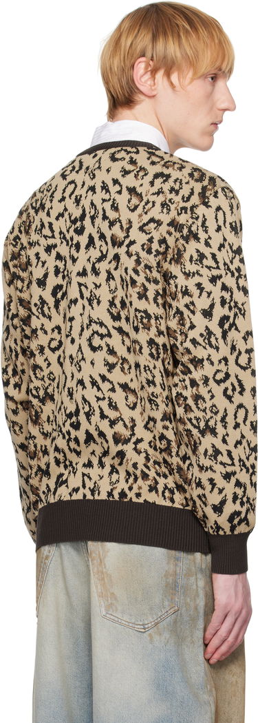 Sveter WACKO MARIA WACKO MARIA Leopard Jacquard Knit Cardigan Béžová | 25SS-WMK-KN14, 2