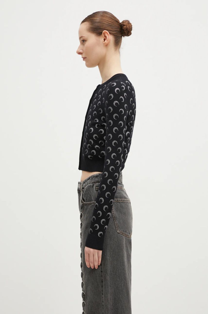 Sveter Marine Serre Rhinestoned Knit Fitted Cardigan Čierna | WTK011A-BK99, 1