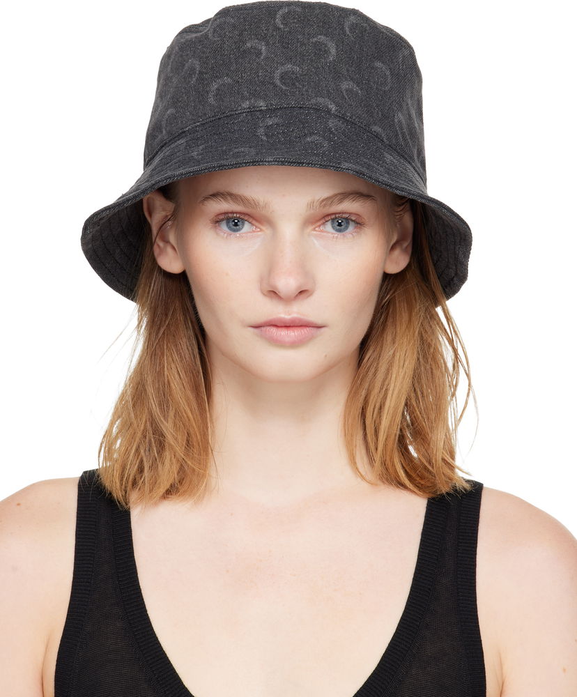 Klobúk Marine Serre Marine Serre Moon Laser Denim Bucket Hat Čierna | UHG030ACDEN0006