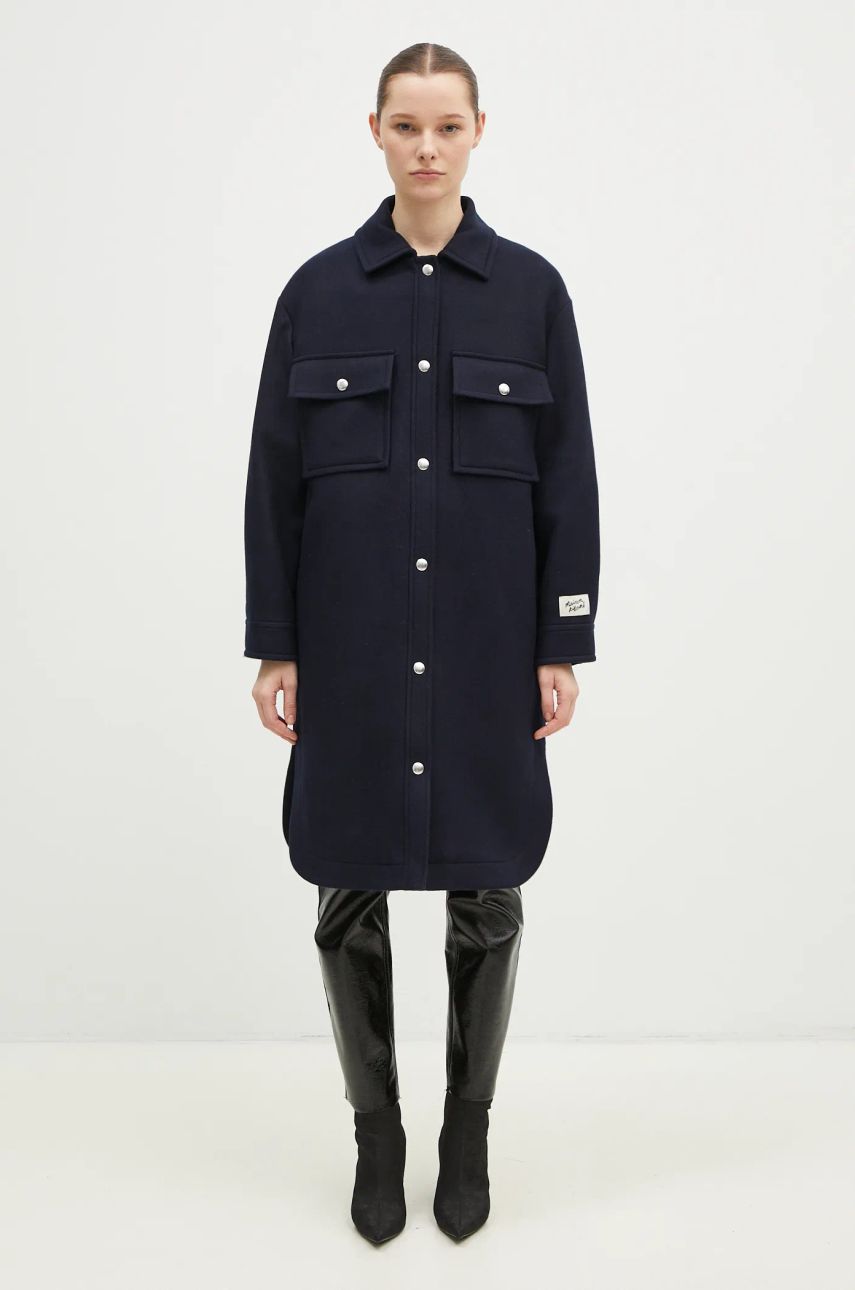 Bunda MAISON KITSUNÉ Maison Kitsune Workwear Wool Shirt Jacket Modrá | NW02211WM0026, 0