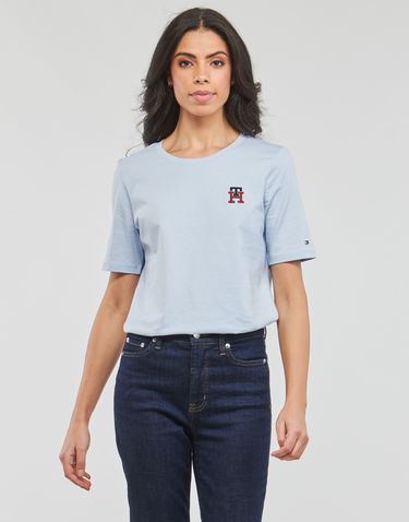 Tričko Tommy Hilfiger T shirt REG MONOGRAM EMB C-NK SS Modrá | WW0WW37433-C1O, 2