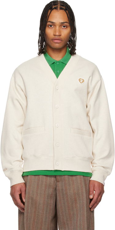 Sveter AAPE by A Bathing Ape 'AAPENOW' Heart Moonface Cardigan Béžová | AAPSWMC353XAPBG2, 0