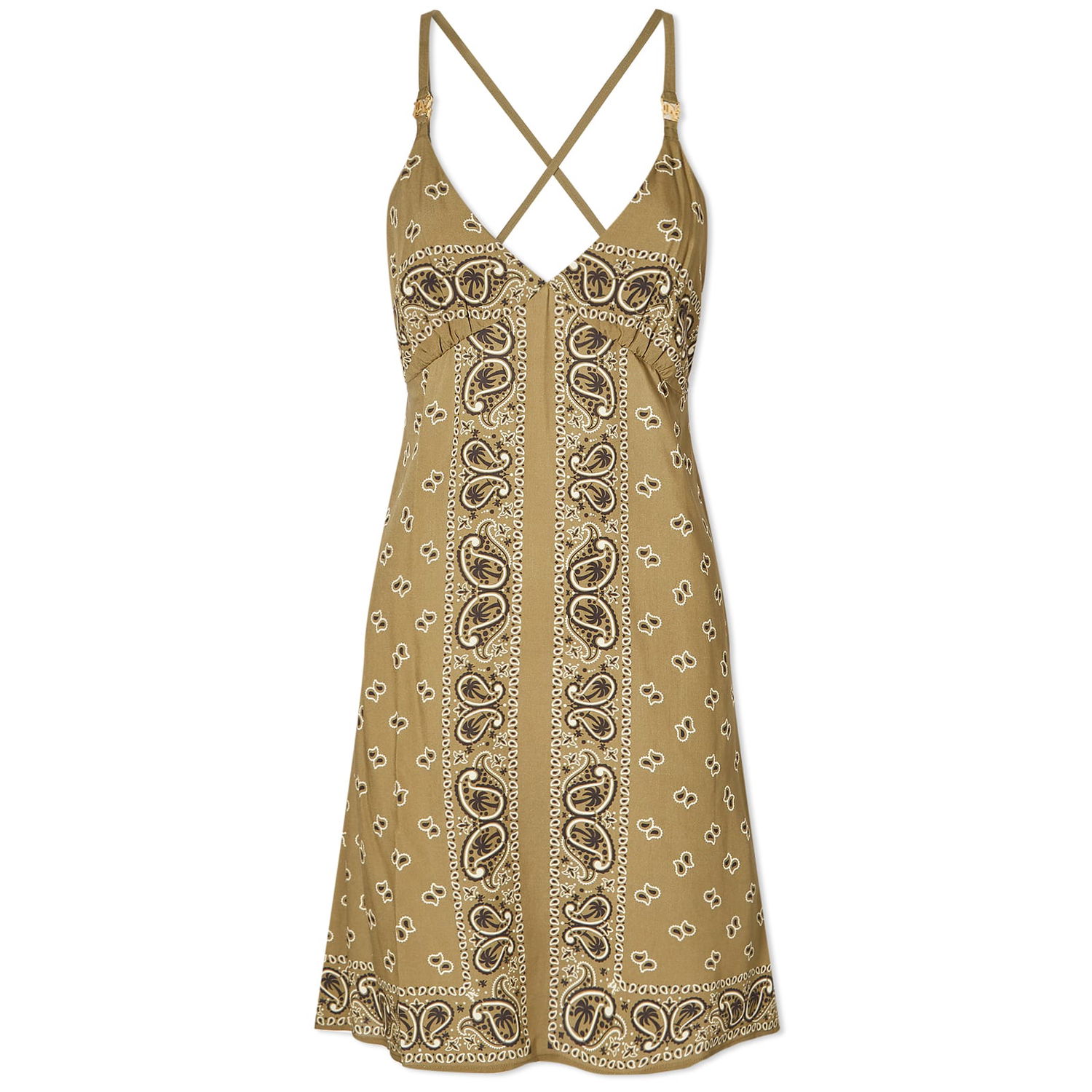 Šaty Palm Angels Paisley Slip Dress Zelené | PWDJ007S24FAB0015656, 0