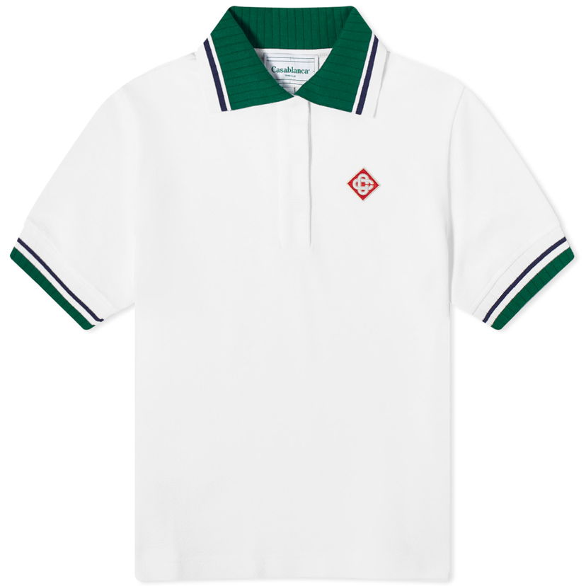 Polo tričko Casablanca Textured Pique Polo Shirt Top Biela | WS24-JTP-235-01