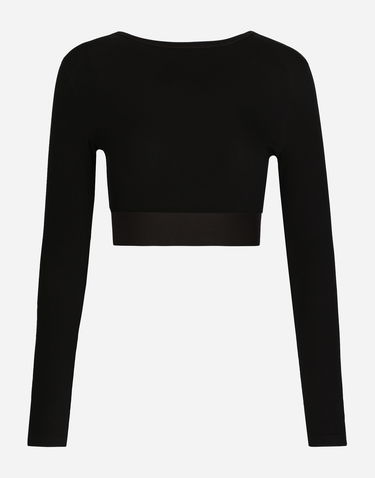 Crop Top Dolce & Gabbana T-shirt M/lunga Giro Čierna | F8N51TFUGFJN0000, 1