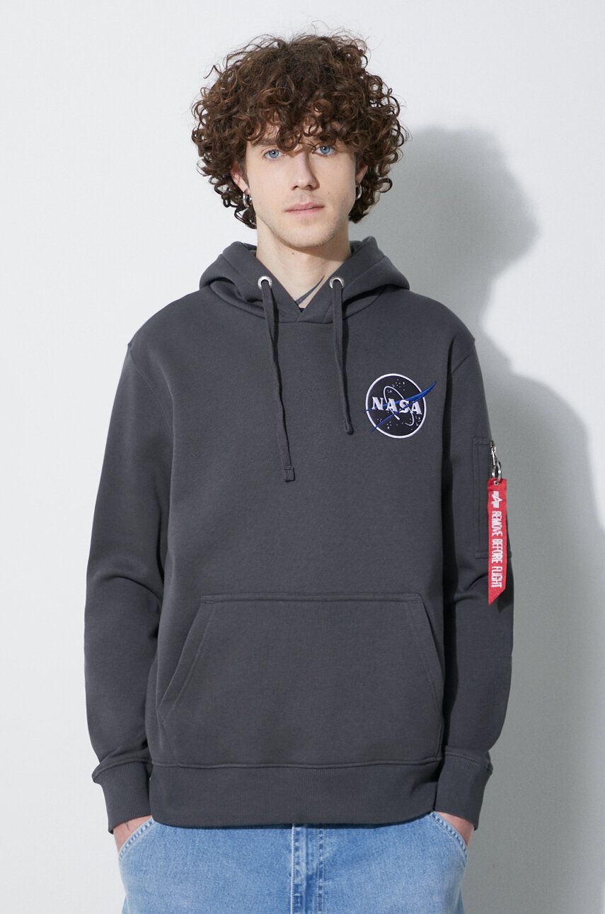 Mikina Alpha Industries NASA Orbit Hoodie Šedá | 146339., 0