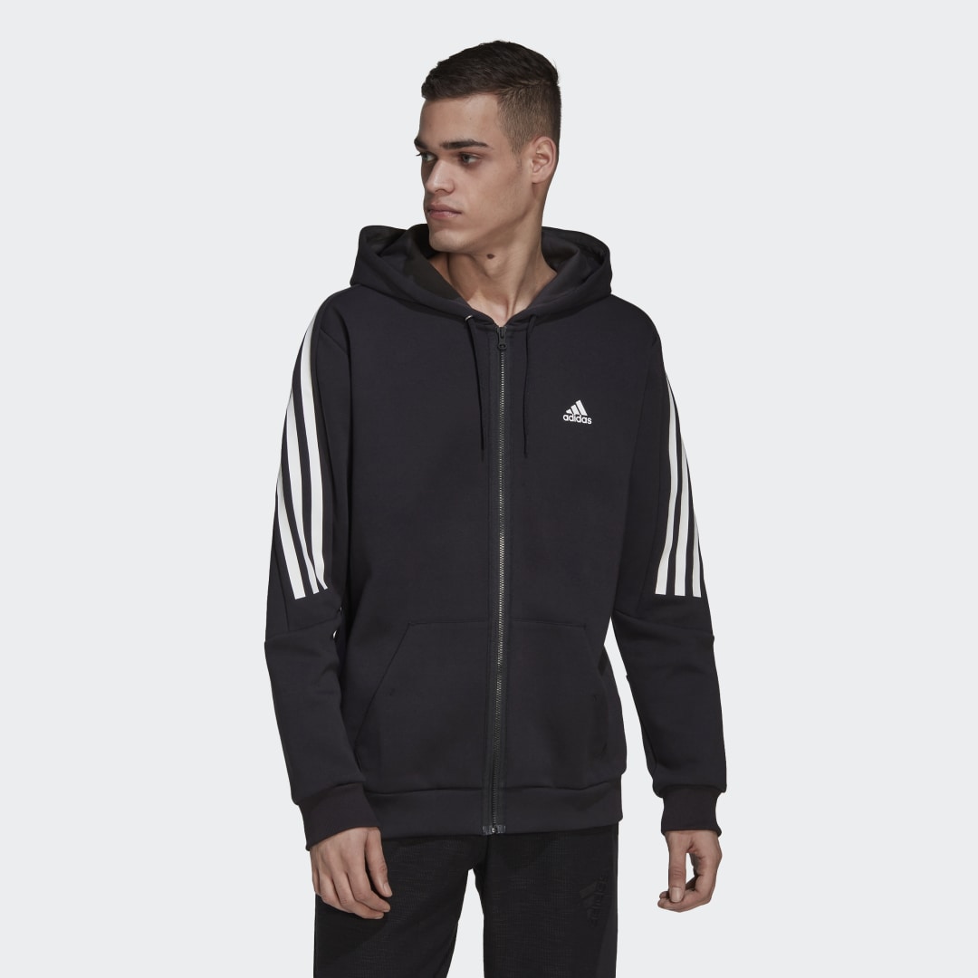 Mikina adidas Performance Future Icons 3-Stripes Full-Zip Hoodie Čierna | HK4568, 1