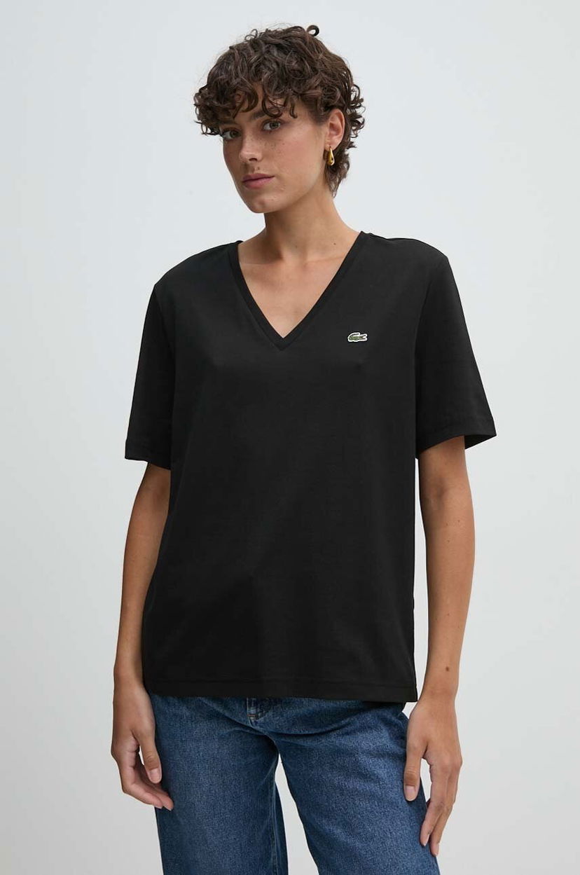 Tričko Lacoste Lacoste V-Neck T-Shirt Čierna | TF7300