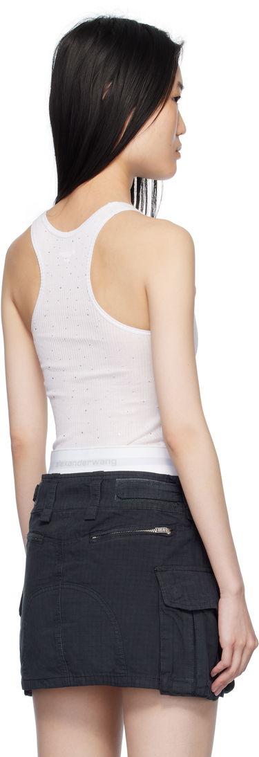Tielko Alexander Wang White Crystal Hotfix Racer Tank Top Biela | WL001T, 2