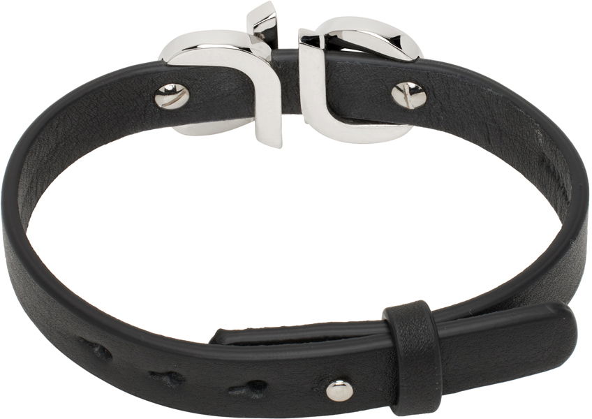 Náramok FERRAGAMO Salvatore Ferragamo Gancini Leather Bracelet Čierna | 771334, 1