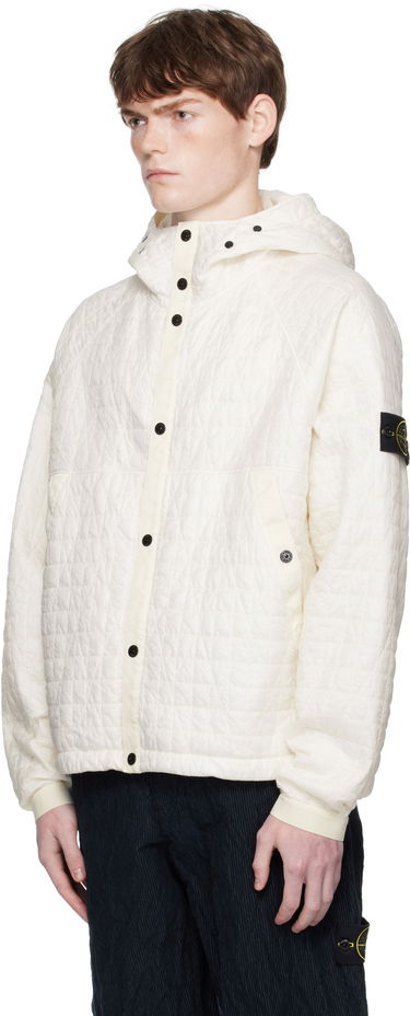 Bunda Stone Island Stone Island Quilted Crinkled Reps Hooded Jacket Biela | K2S15 4100023 S0186, 3