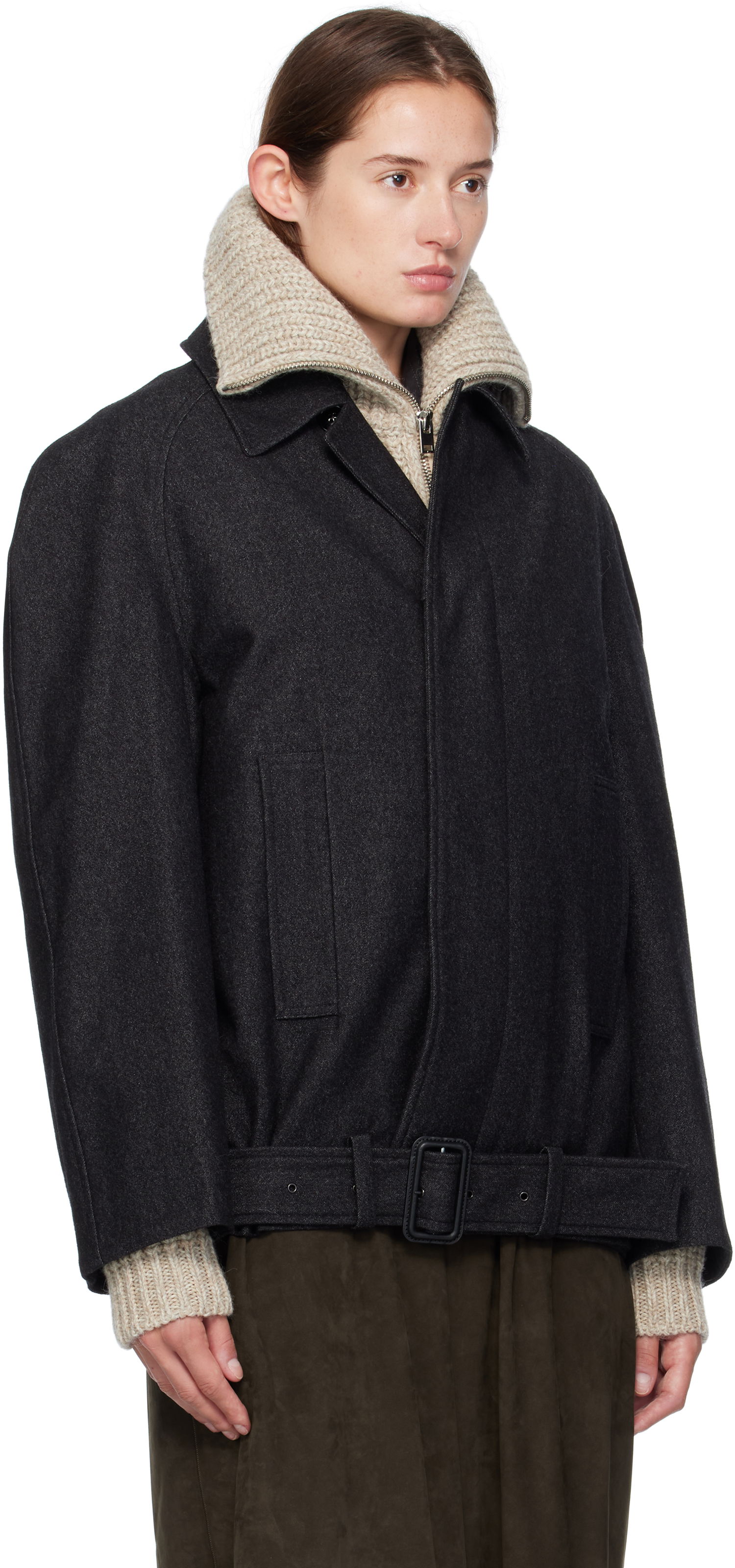 Kabáty LEMAIRE Lemaire Raglan Sleeve Short Coat Šedá | OW1156 LF1319, 1