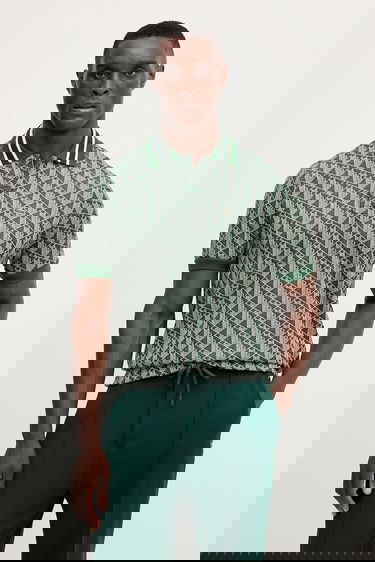Polo tričko Lacoste Patterned Polo Zelené | DH1417, 0